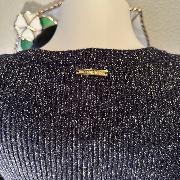Michael Kors Navy V-Neck Sweater with Gold Accents - Picture 5 of 6